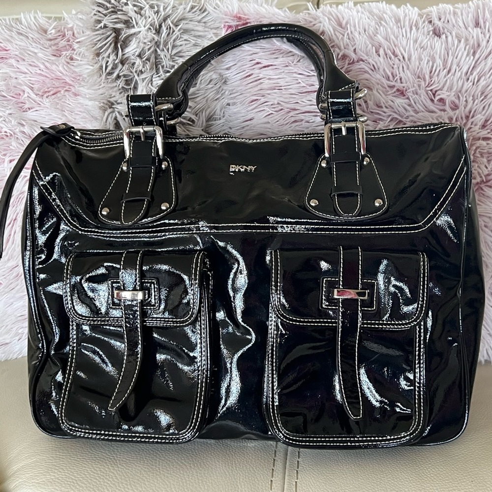 Unique Large DKNY Shiny Satchel